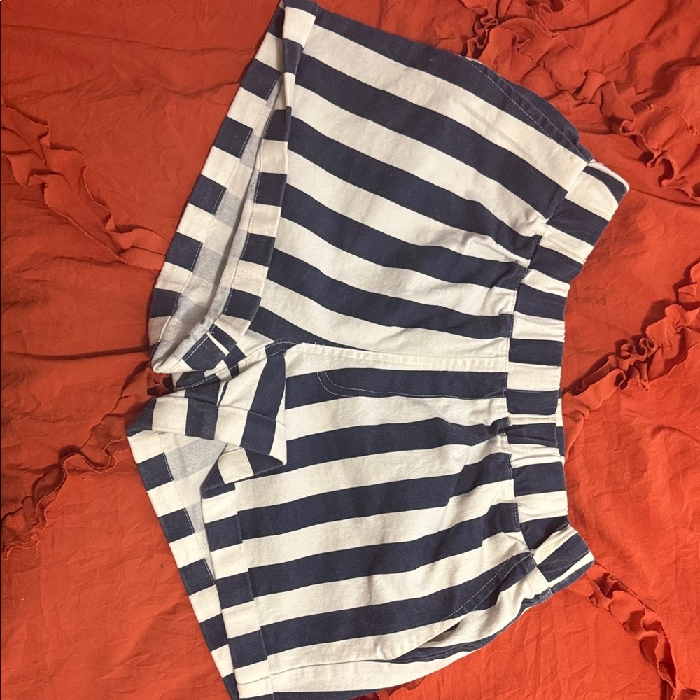 FAVLUX Navy and White Striped High Waist Shorts